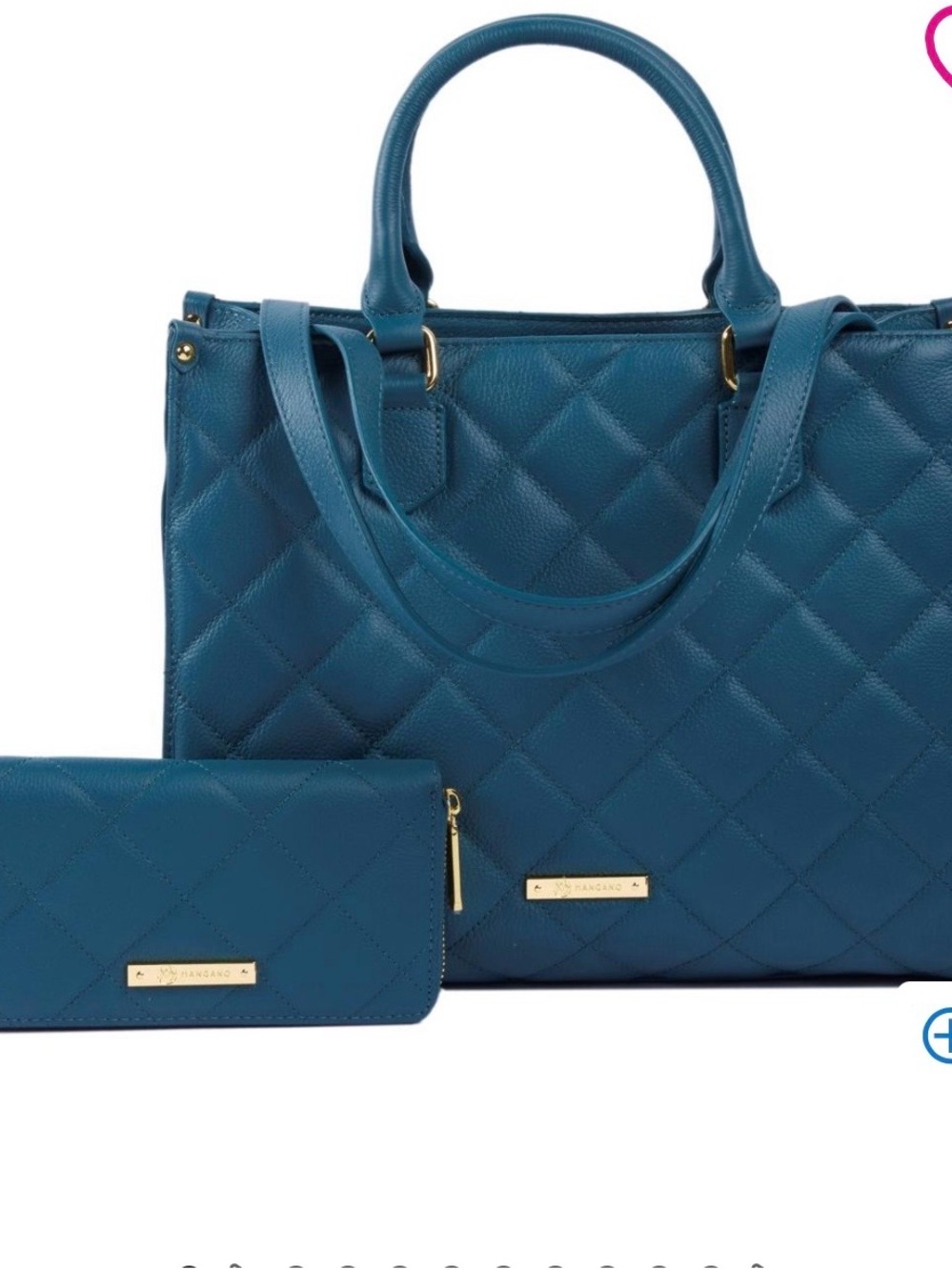 Joy Mangano First Class Luxury Leather Quilted Handbag & Clutch Wallet